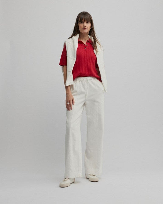 Yarra Trail Womens Cafe Knit Polo - Ruby