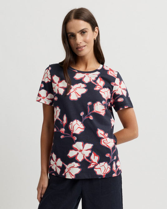 Yarra Trail Womens Cannes Large Floral Print Cotton Tee