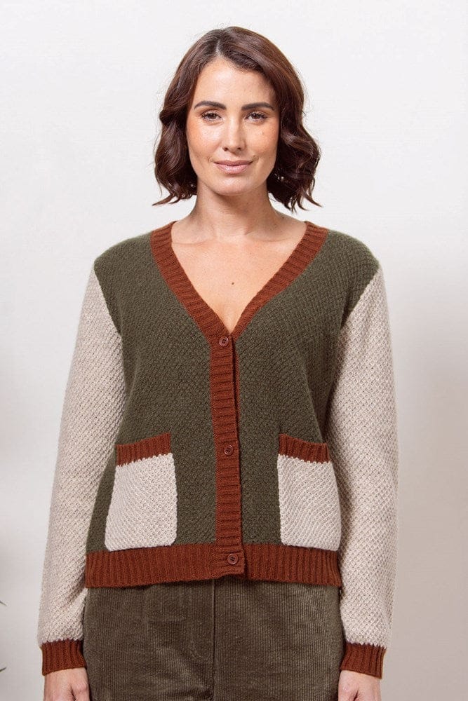Load image into Gallery viewer, See Saw Womens Australian Wool/Nylon/Acrylic Spliced Moss Stitch Cardigan
