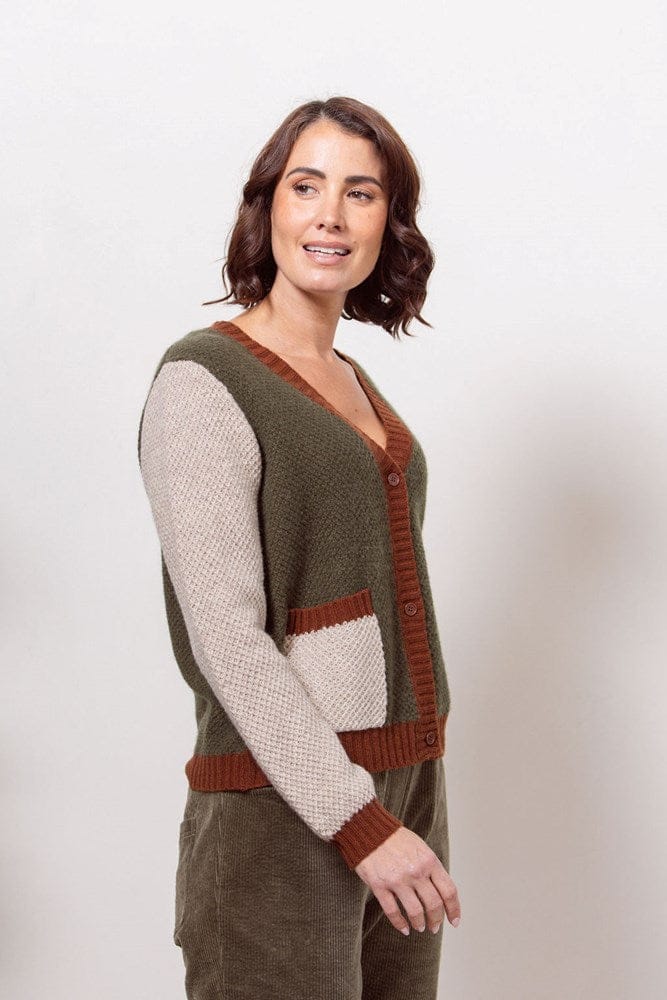 Load image into Gallery viewer, See Saw Womens Australian Wool/Nylon/Acrylic Spliced Moss Stitch Cardigan
