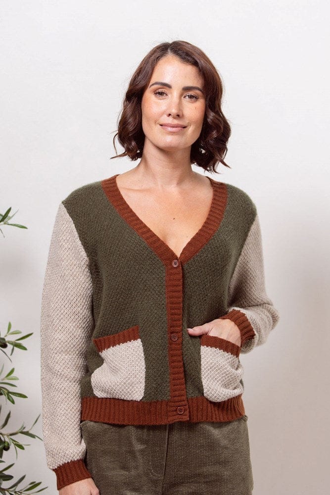 Load image into Gallery viewer, See Saw Womens Australian Wool/Nylon/Acrylic Spliced Moss Stitch Cardigan
