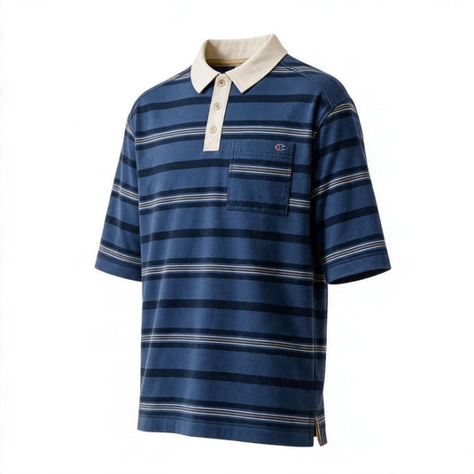 Champion Mens Striped Rugby Tee - Midnight Run