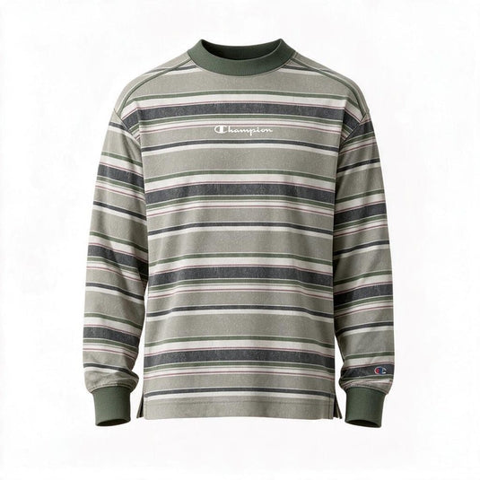 Champion Mens Vintage Wash Stripe Long Sleeve Tee - Whisper White