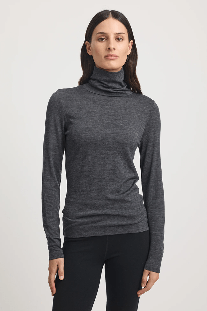 Load image into Gallery viewer, Toorallie Womens Turtle Neck Merino Tee - Charcoal
