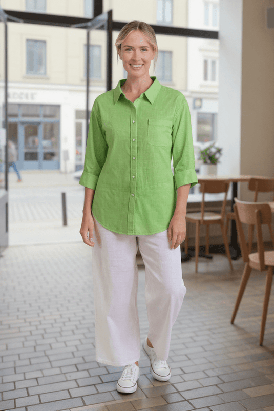 See Saw Womens 3/4 Sleeve Boyfriend Shirt