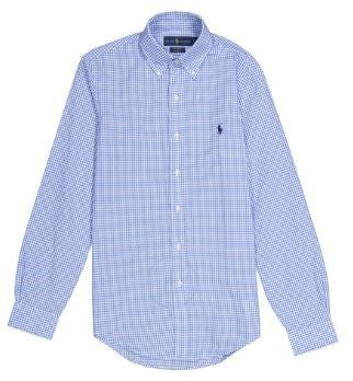 Ralph Lauren Custom Fit Checked Stretch Poplin Shirt - Blue/White