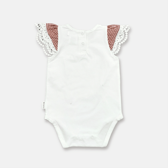 Love Henry Baby Girls Knit Romper - Check Sleeve White