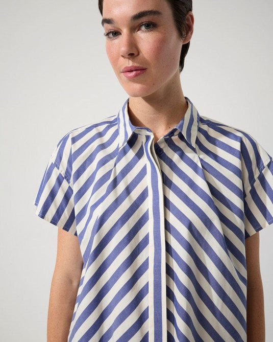Marco Polo Womens Cropped Stripe Shirt