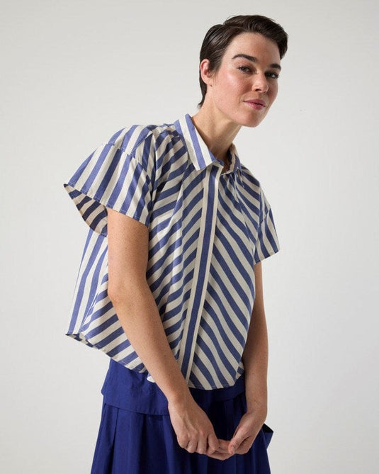 Marco Polo Womens Cropped Stripe Shirt