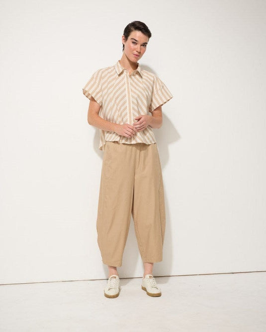 Marco Polo Womens Cropped Stripe Shirt