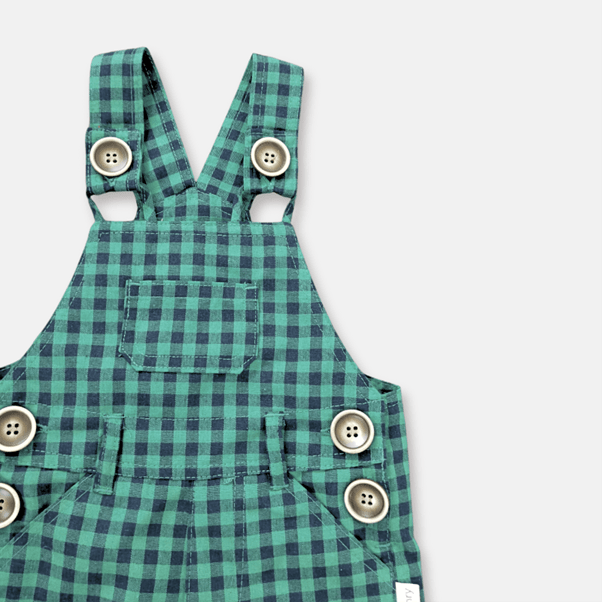 Load image into Gallery viewer, Love Henry Baby Boys Roy Dungaree - Green Navy Check
