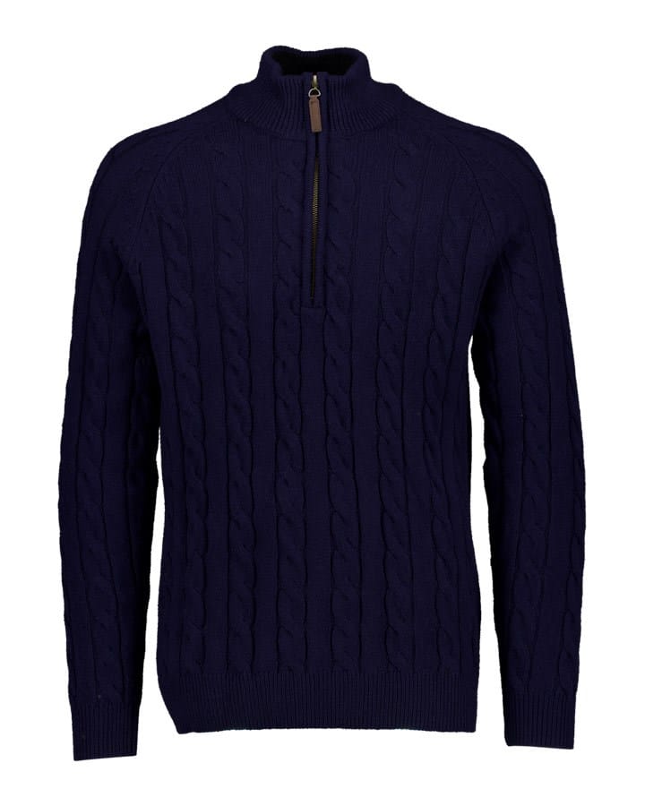 Load image into Gallery viewer, Swanndri Mens Doncaster V2 Zip Cable Knit - Navy
