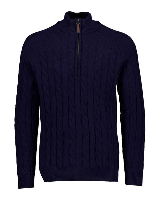 Swanndri Mens Doncaster V2 Zip Cable Knit - Navy