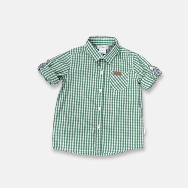 Load image into Gallery viewer, Love Henry Boys Dress Shirt - Bright Green Check
