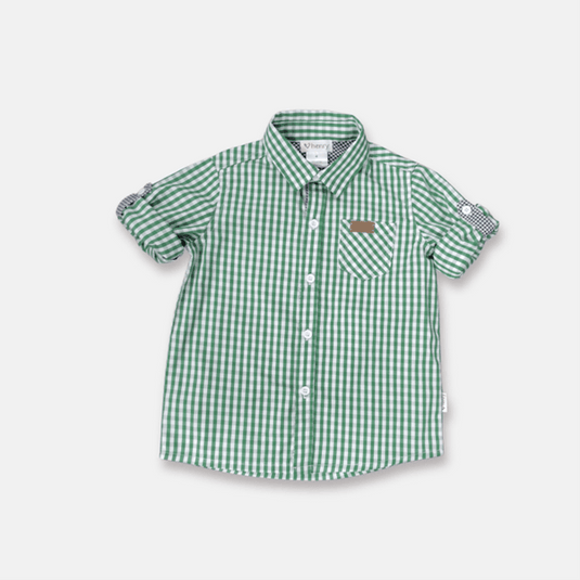 Love Henry Boys Dress Shirt - Bright Green Check