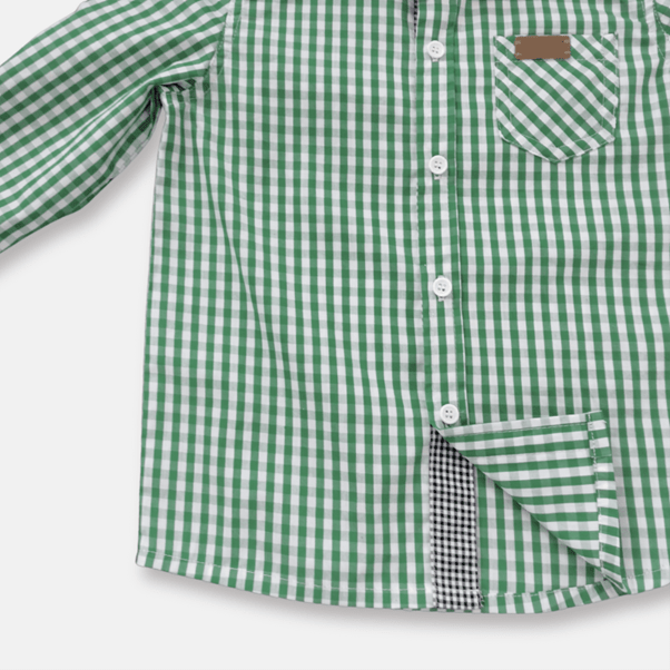 Load image into Gallery viewer, Love Henry Boys Dress Shirt - Bright Green Check
