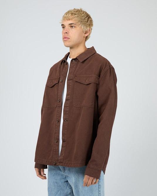 Silent Theory Mens Fade Overshirt - Chocolate