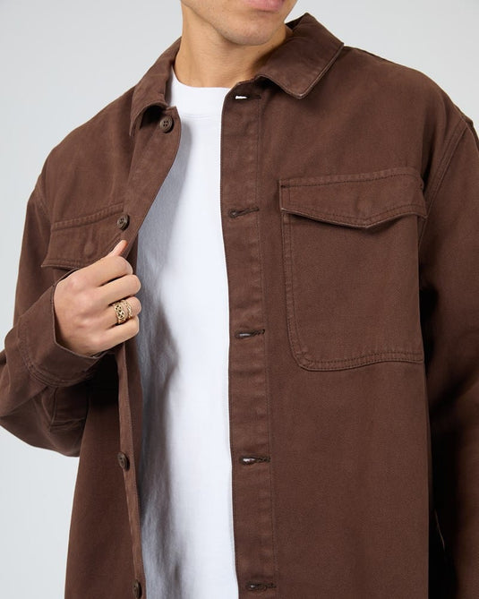 Silent Theory Mens Fade Overshirt - Chocolate