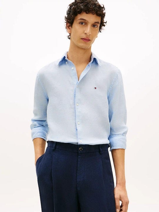 Load image into Gallery viewer, Tommy Hilfiger Mens Pigment Died Linen Shirt - Breezy Blue
