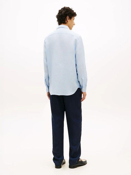 Tommy Hilfiger Mens Pigment Died Linen Shirt - Breezy Blue
