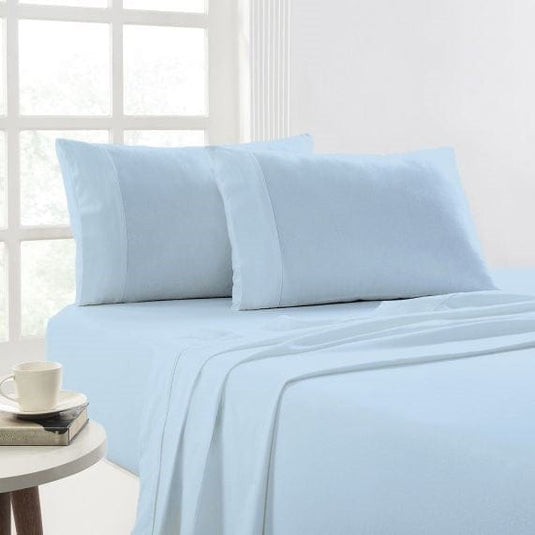 Park Avenue 175 GSM Egyptian Cotton Flannelette Plain Dyed Sheet Set - Sky