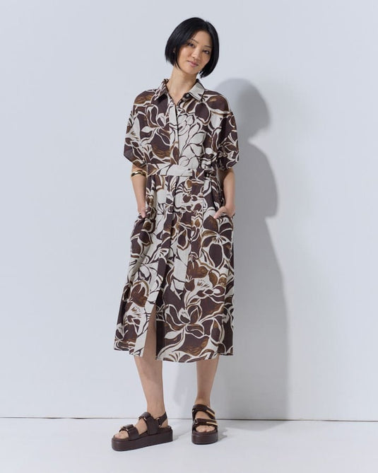 Marco Polo Womens Floral Drift Shirtdress