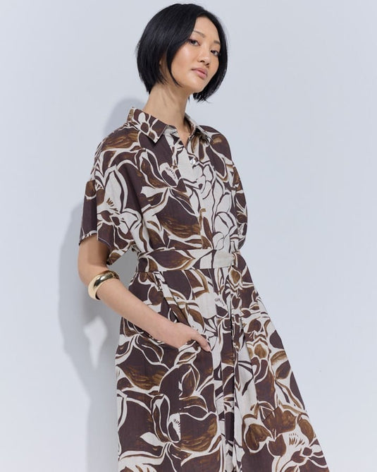 Marco Polo Womens Floral Drift Shirtdress
