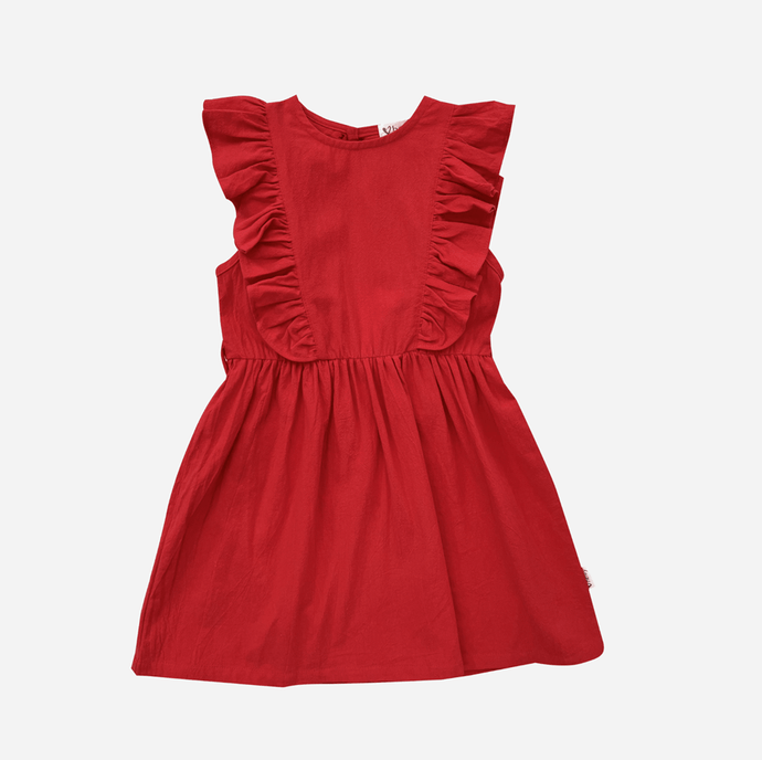 Love Henry Girls Florence Dress - Red Linen