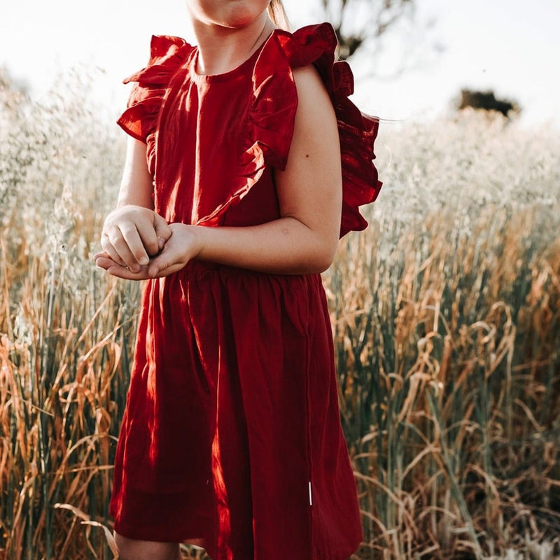 Load image into Gallery viewer, Love Henry Girls Florence Dress - Red Linen
