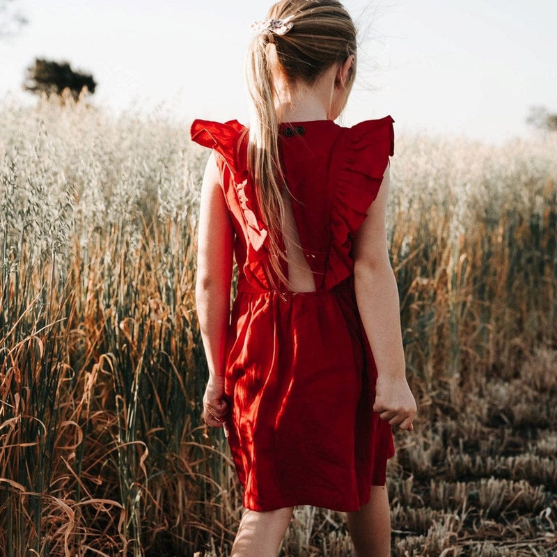 Load image into Gallery viewer, Love Henry Girls Florence Dress - Red Linen
