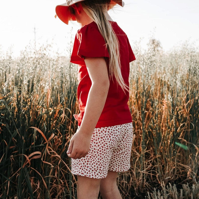 Load image into Gallery viewer, Love Henry Girls Frill Sleeve Top - Red
