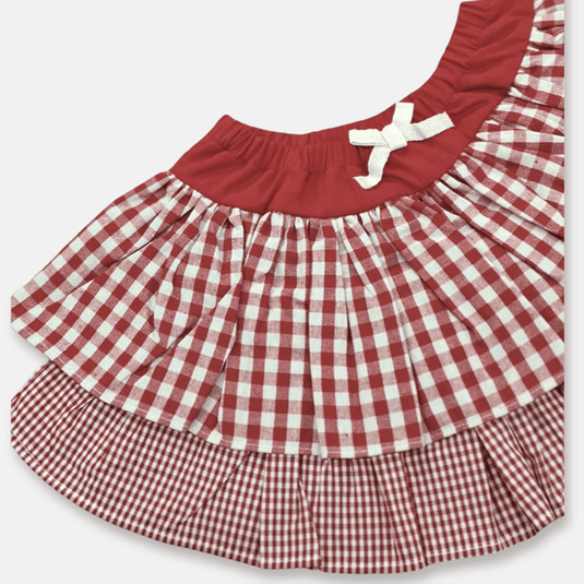 Love Henry Baby Girls Frilly Pilcher Skirt - Red Checks