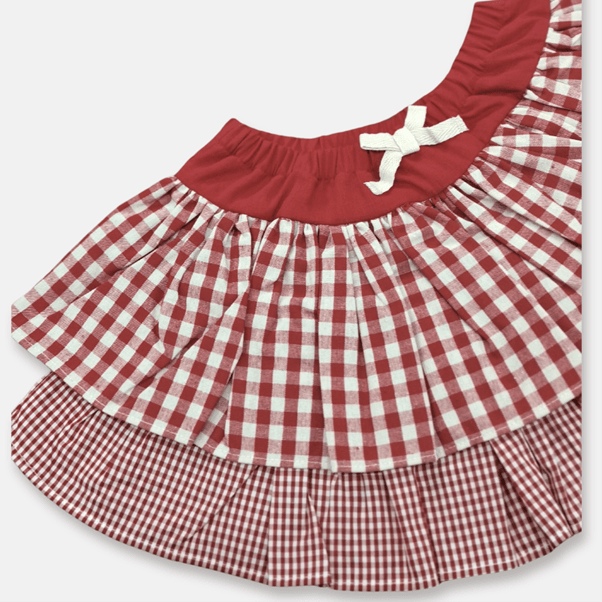 Load image into Gallery viewer, Love Henry Girls Frilly Skirt - Red Checks
