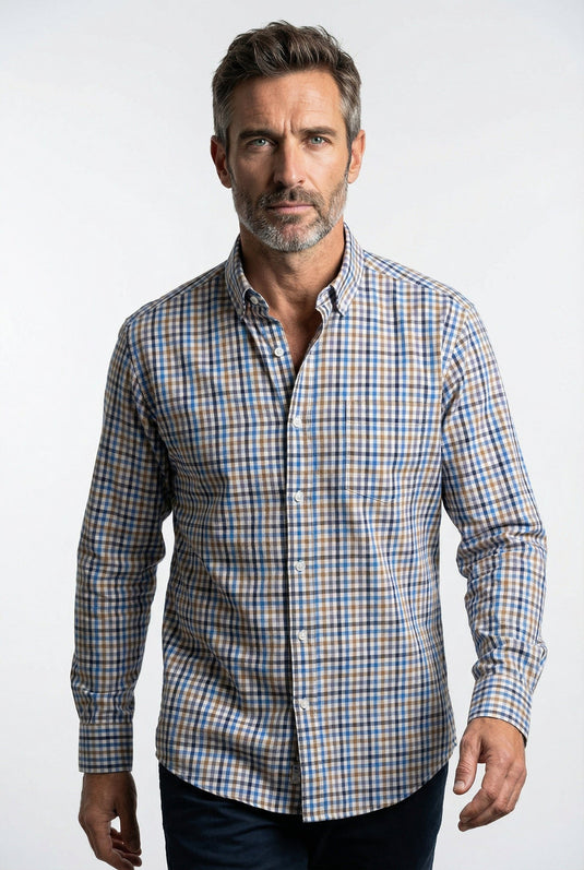 Back Bay Mens Check Shirt - White