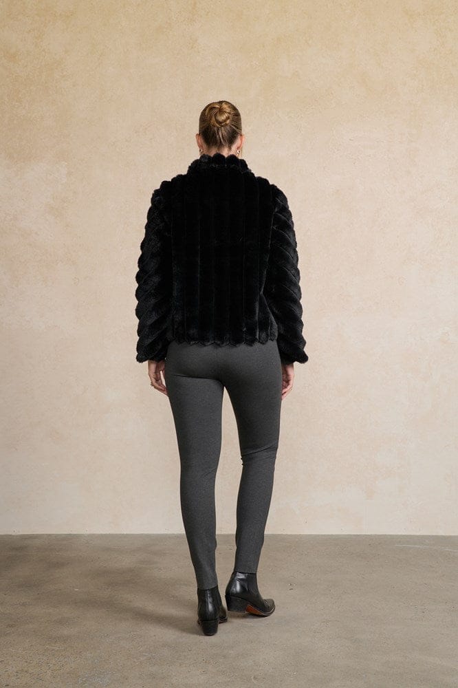 Load image into Gallery viewer, Holmes &amp; Fallon Womens Faux Fur Panel Jacket - Onyx
