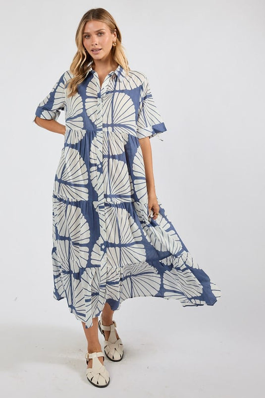 Ibisa Womens Kayce Midi Dress - Navy