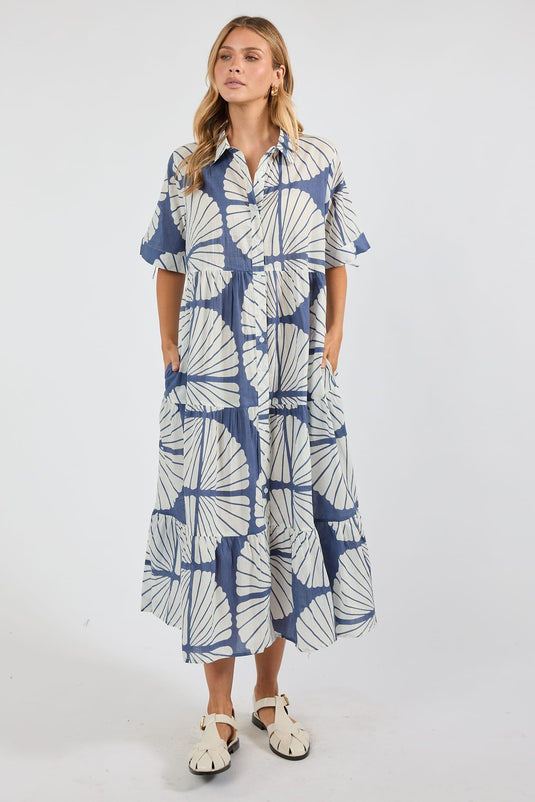 Ibisa Womens Kayce Midi Dress - Navy