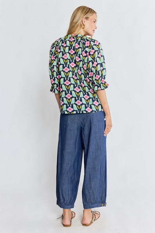 Ibisa Womens May Top - Navy