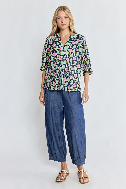 Ibisa Womens May Top - Navy