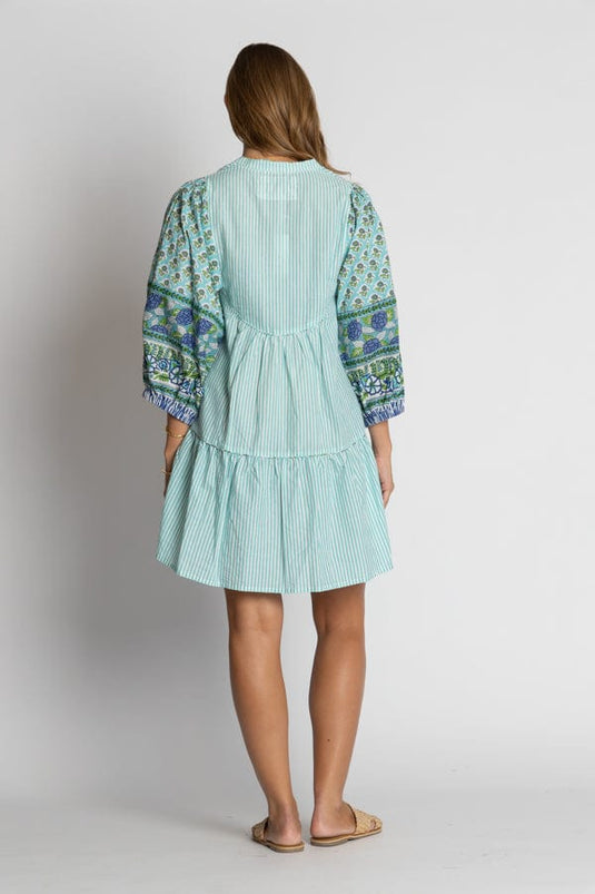 Ibisa Womens Mississippi Button Dress - Lagoon
