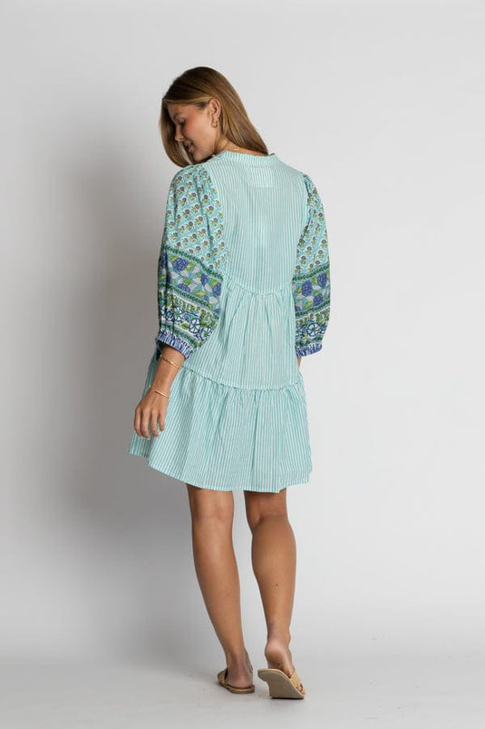 Ibisa Womens Mississippi Button Dress - Lagoon