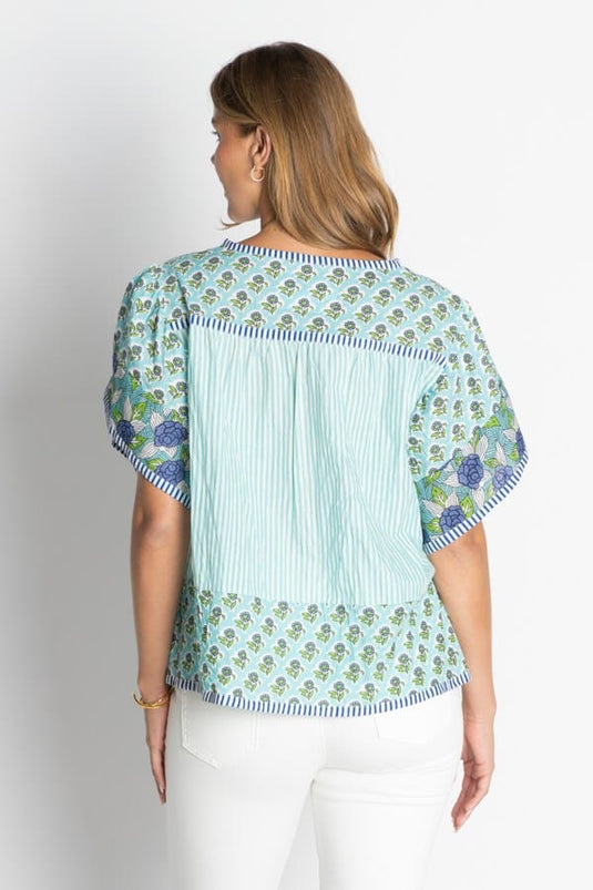 Ibisa Womens Mississippi Ruffle Top - Lagoon