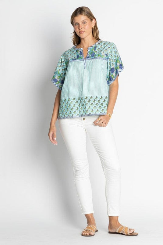 Ibisa Womens Mississippi Ruffle Top - Lagoon
