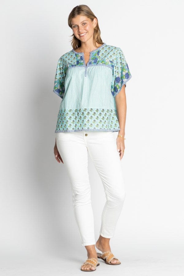 Load image into Gallery viewer, Ibisa Womens Mississippi Ruffle Top - Lagoon
