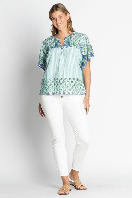 Ibisa Womens Mississippi Ruffle Top - Lagoon