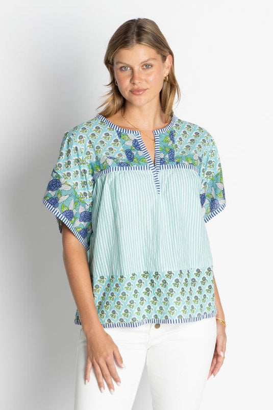 Ibisa Womens Mississippi Ruffle Top - Lagoon