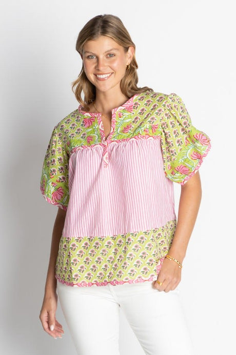 Ibisa Womens Mississippi Ruffle Top - Melon