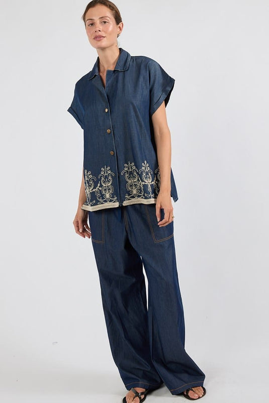 Ibisa Womens Tanner Shirt - Dark Blue