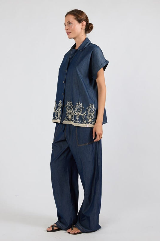 Ibisa Womens Tanner Shirt - Dark Blue