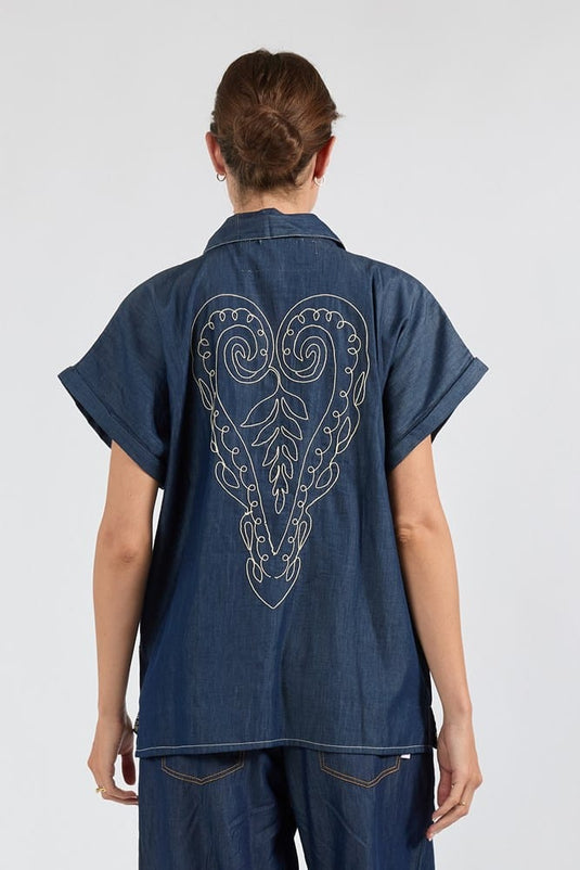 Ibisa Womens Tanner Shirt - Dark Blue